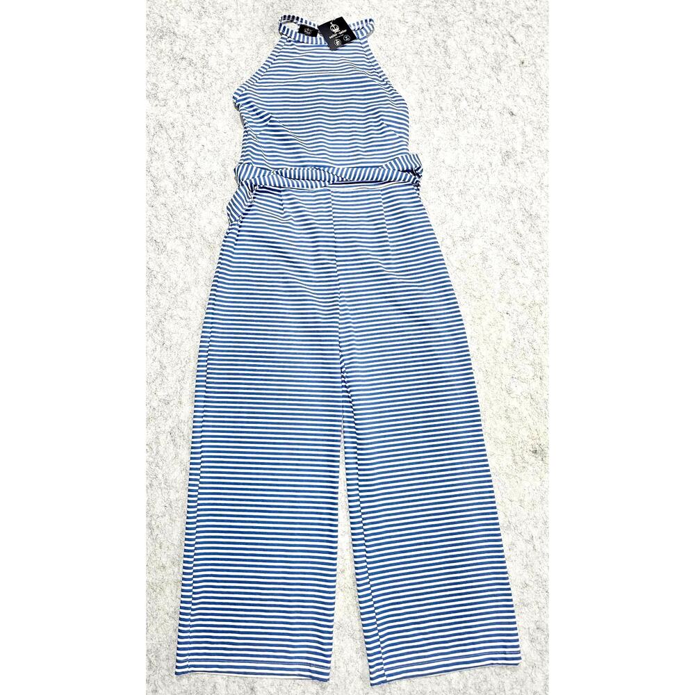 Sailor-Sailor Jumper One Piece, Blue White, Nautical, Belted, Halter, Sz S New